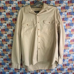 Men's Polo by Ralph Lauren Khaki Long Sleeve Button Down